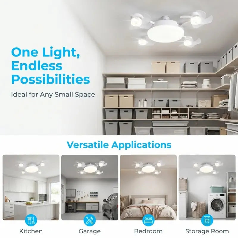 Nowoczesna lampa z wentylatorem sufitowym na gwint E27 (model 2026) – cichy wentylator LED 2 w 1 ze sterowaniem pilotem