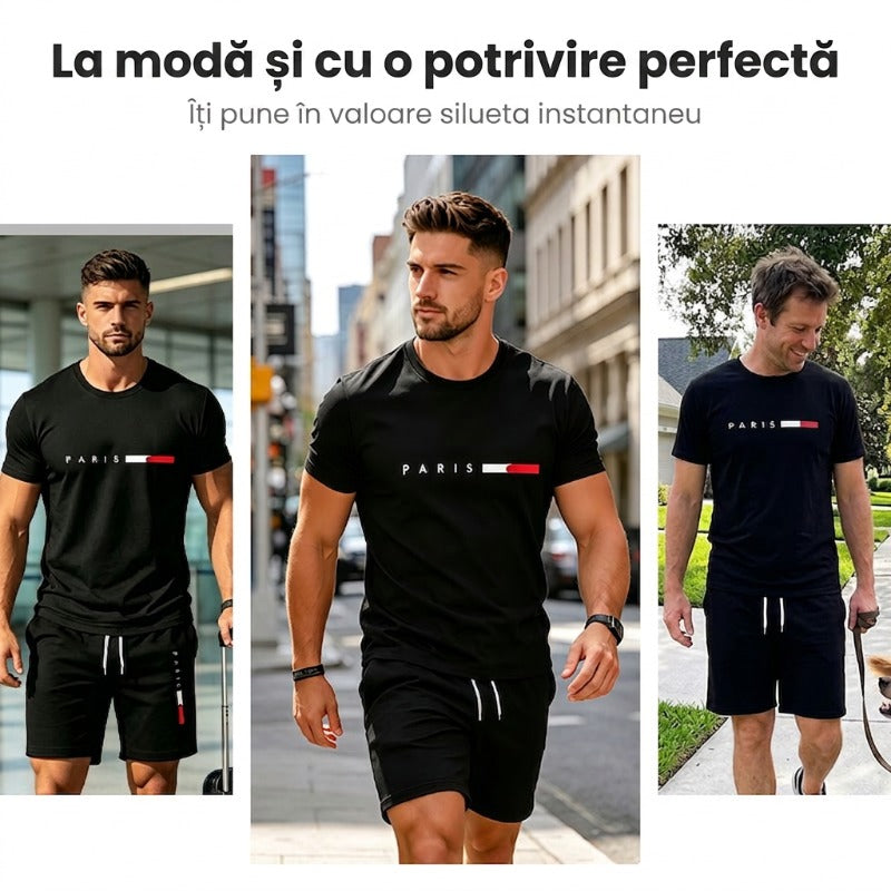 👕 30% ZNIŻKI TERAZ! ⏰ Dwuczęściowy męski komplet z nadrukiem – Miękki i przewiewny – Luźny krój, idealny na letni relaks lub codzienne wyjścia – W komplecie top i szorty 🩳