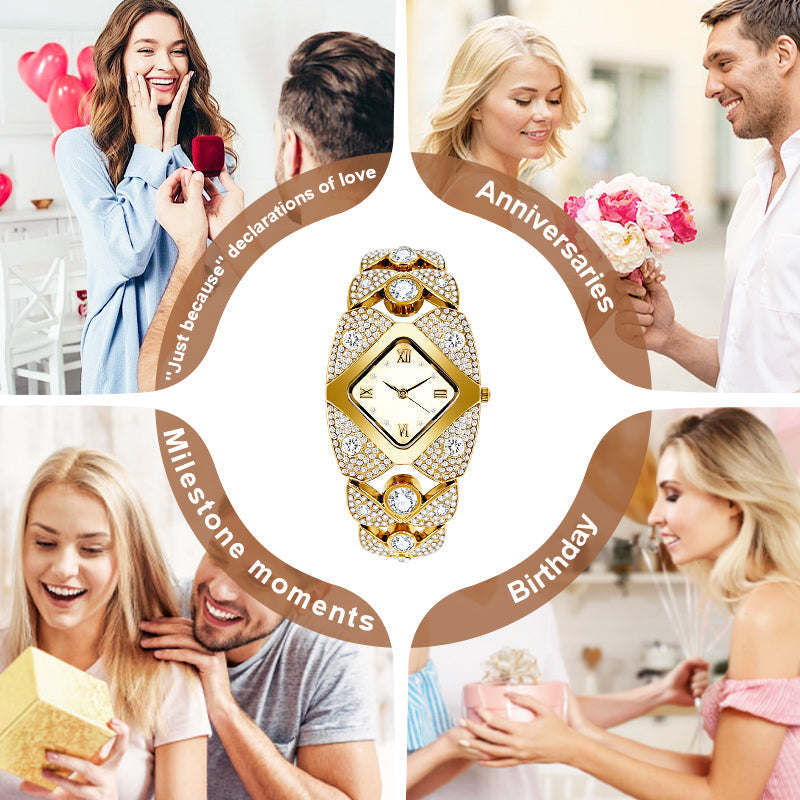 💜Retro kvarcinis laikrodis su spindinčiais kristalais⌚-LT