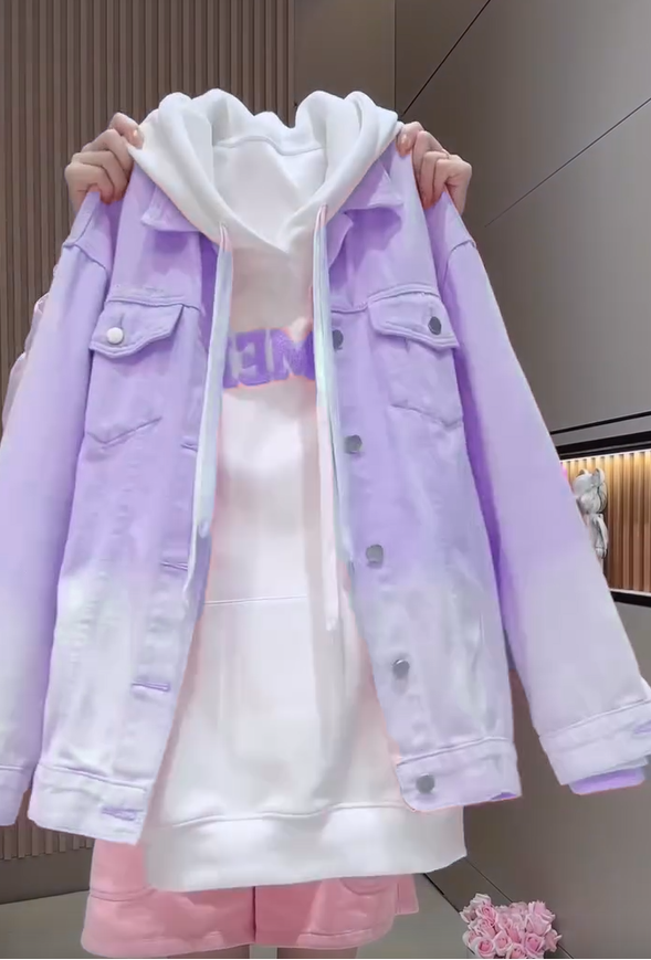 🎨 Άνετο γυναικείο πουλόβερ Τζιν μπουφάν Gradient-GR