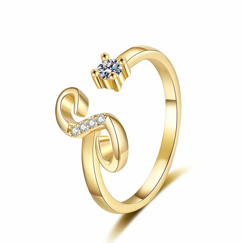 ⏳Ograniczona czasowo zniżka 50%⏰Regulowany pierścionek z inicjałem Sparkle dla kobiet💍