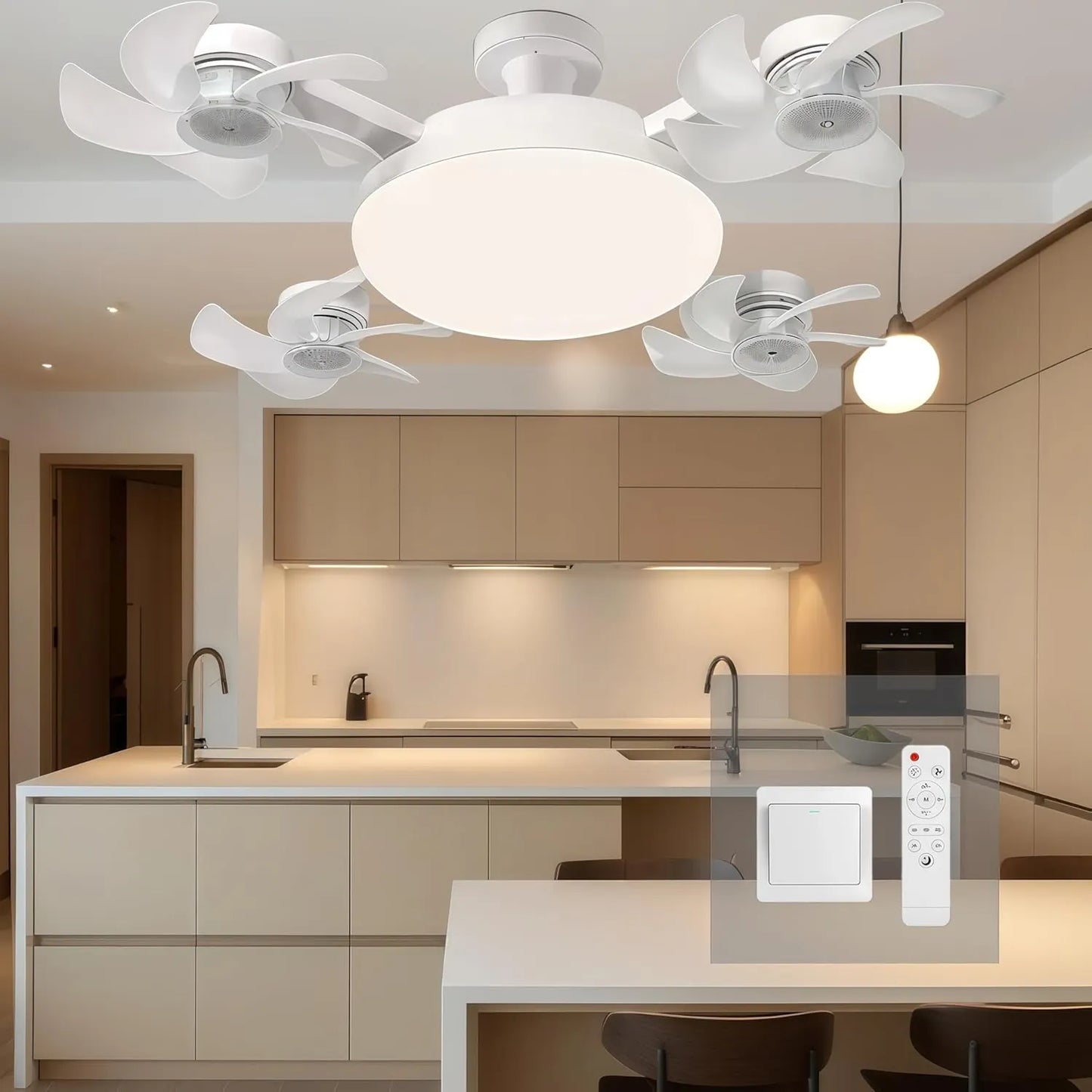 Nowoczesna lampa z wentylatorem sufitowym na gwint E27 (model 2026) – cichy wentylator LED 2 w 1 ze sterowaniem pilotem