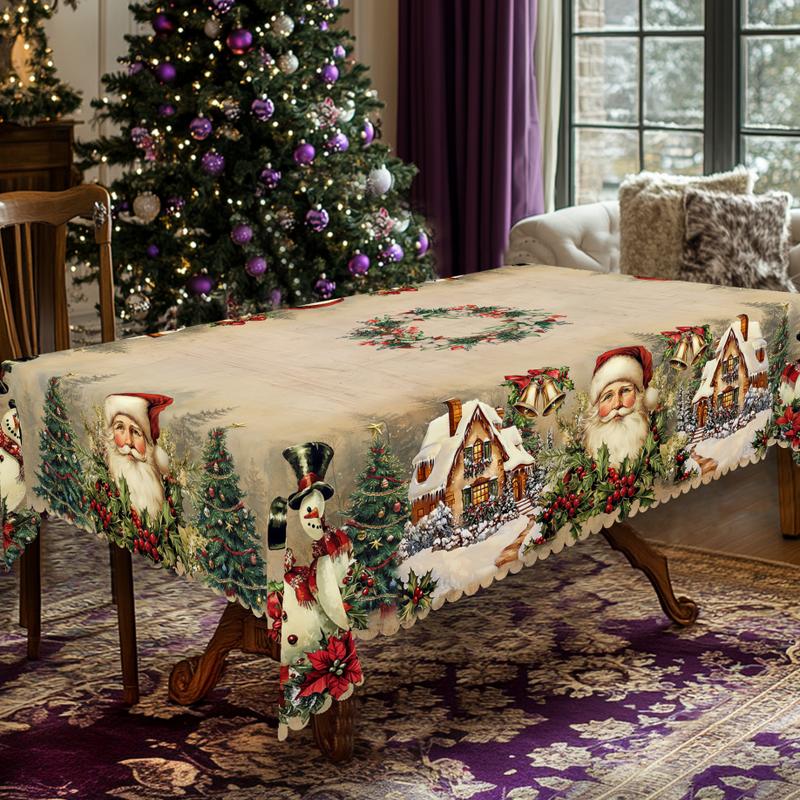 Prabangi kalėdinė staltiesė – žavingas Kalėdų Senelio ir elnio motyvas džiaugsmingoms akimirkoms su šeima-LT