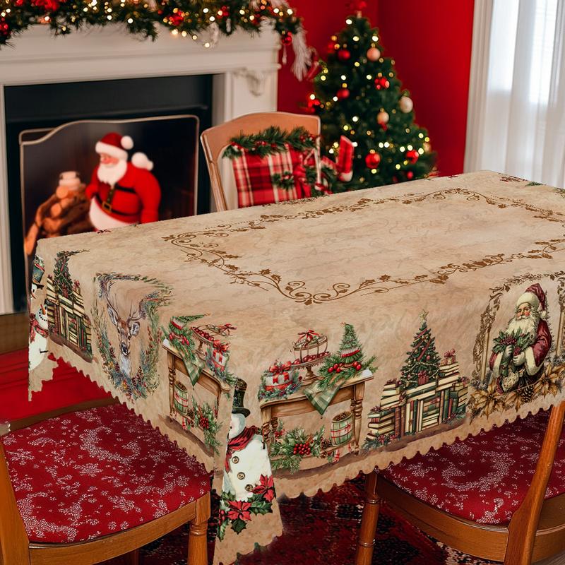 Prabangi kalėdinė staltiesė – žavingas Kalėdų Senelio ir elnio motyvas džiaugsmingoms akimirkoms su šeima-LT
