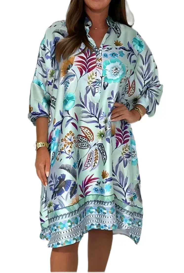 🌺Φορέμα με φλοράλ ντεκολτέ και κουμπιά-GR