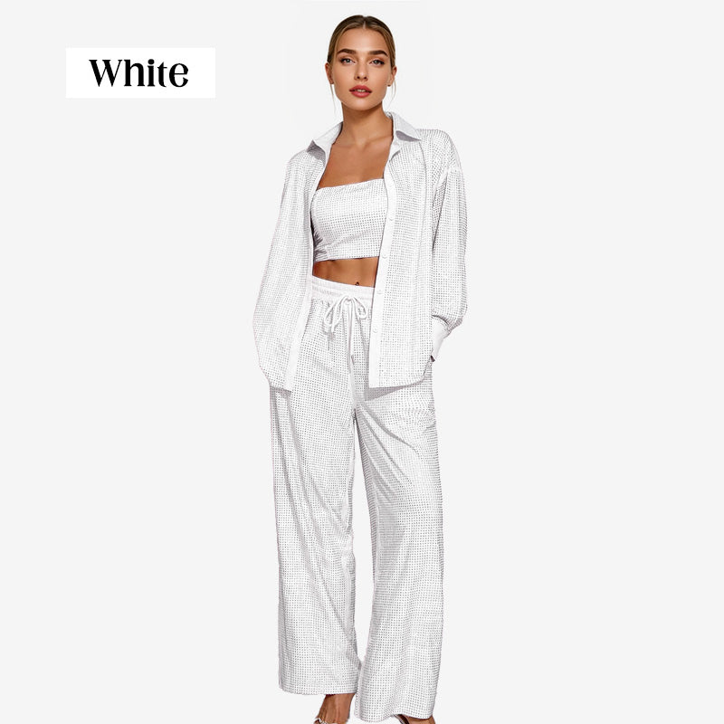 Čudovit blazer, udobna podloga in široke hlače (3-delni)-SI