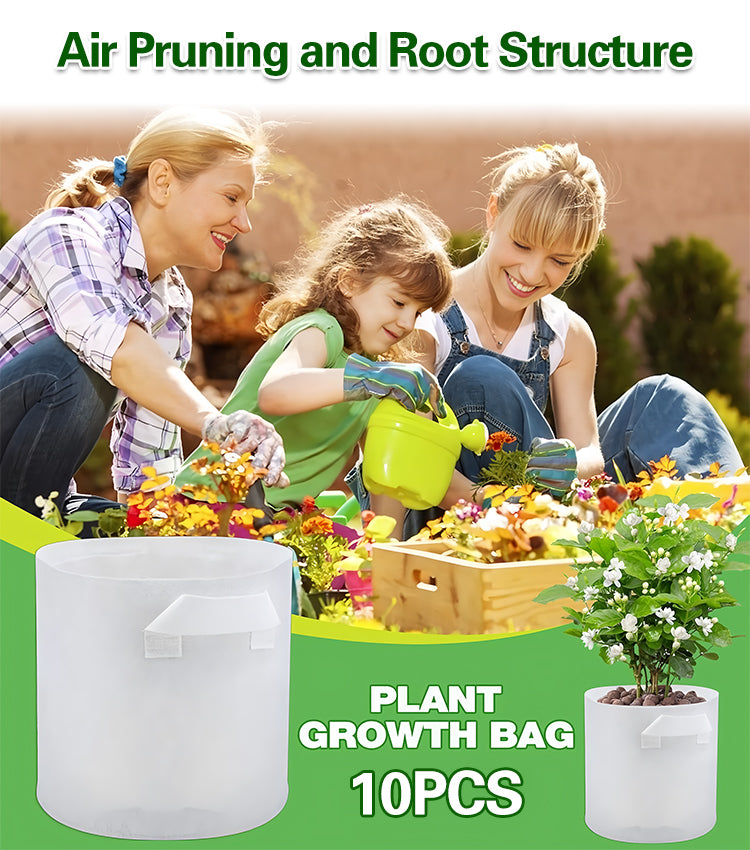 【10 τεμ.】🌱3/4/5/7/10 γαλόνι Σάκοι καλλιέργειας λαχανικών/λουλουδιών/φυτών, δυνατές μη υφασμένες σακούλες ανάπτυξης-GR