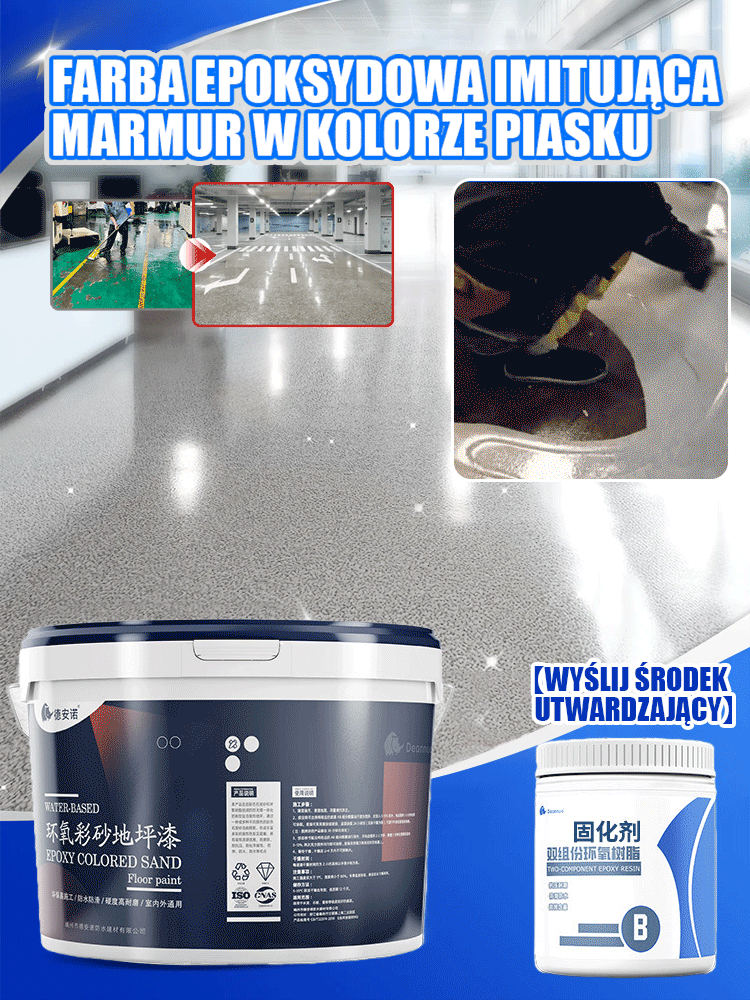 【Darmowy utwardzacz】Farba epoksydowa z kolorowym piaskiem do podłóg imitująca marmur