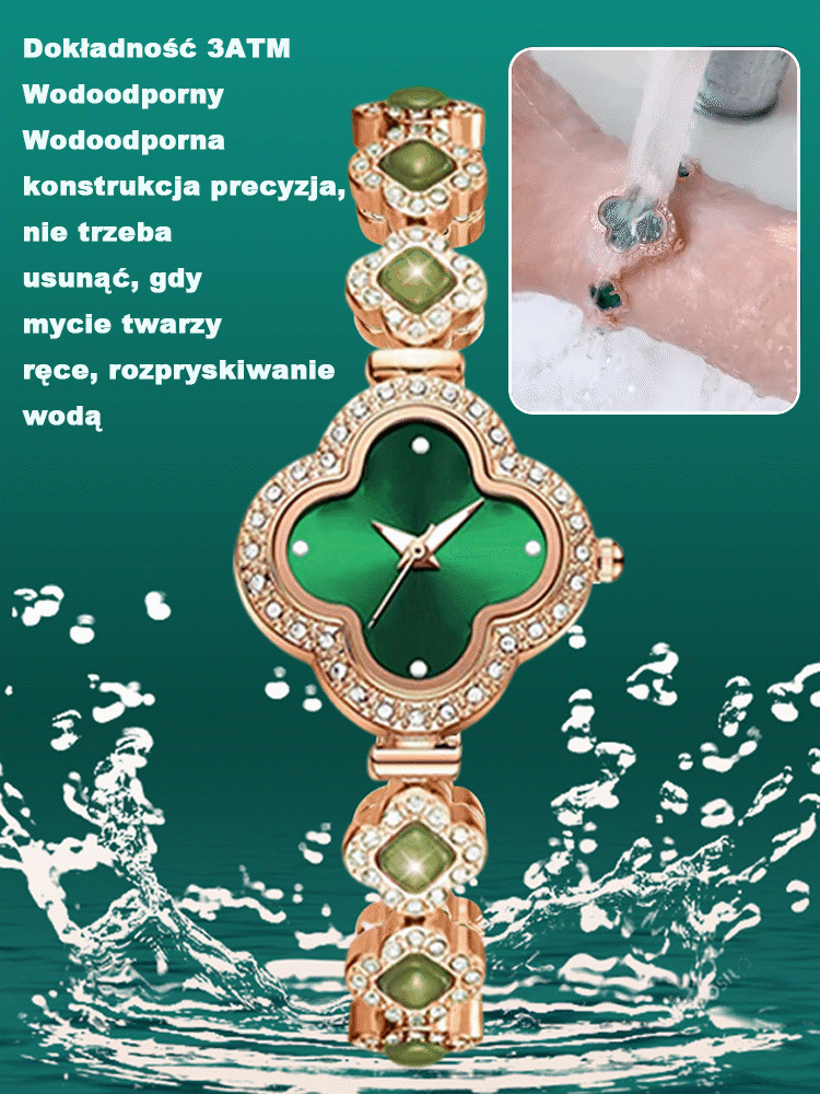 Szmaragdowa bransoletka z koniczyną dla kobiety