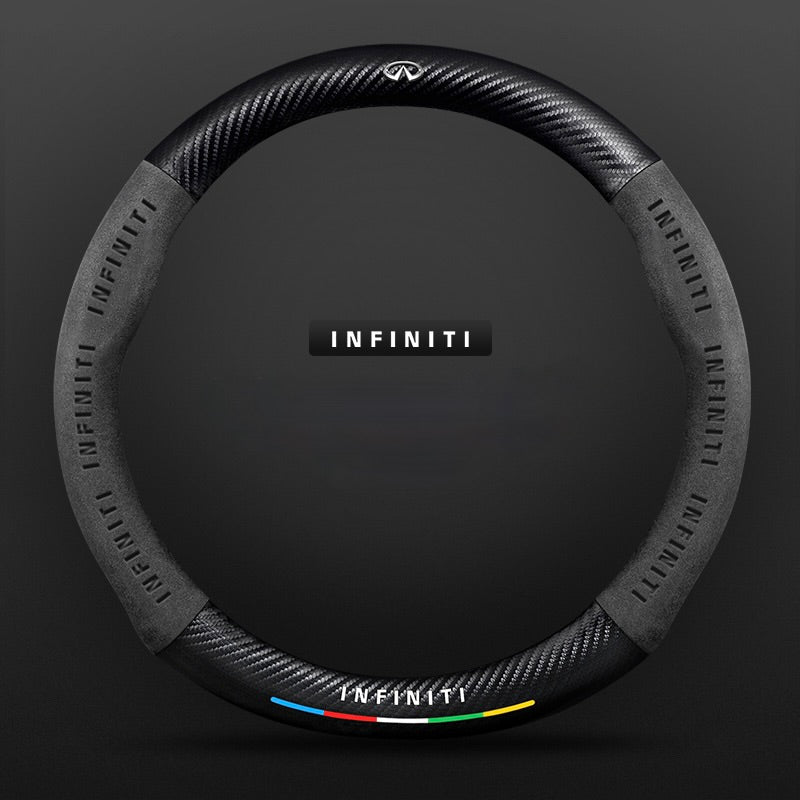 TrackVibe | Κάλυμμα τιμονιού από μαύρο σουέτ άνθρακα – Αντιολισθητικό και ανθεκτικό στη φθορά-GR