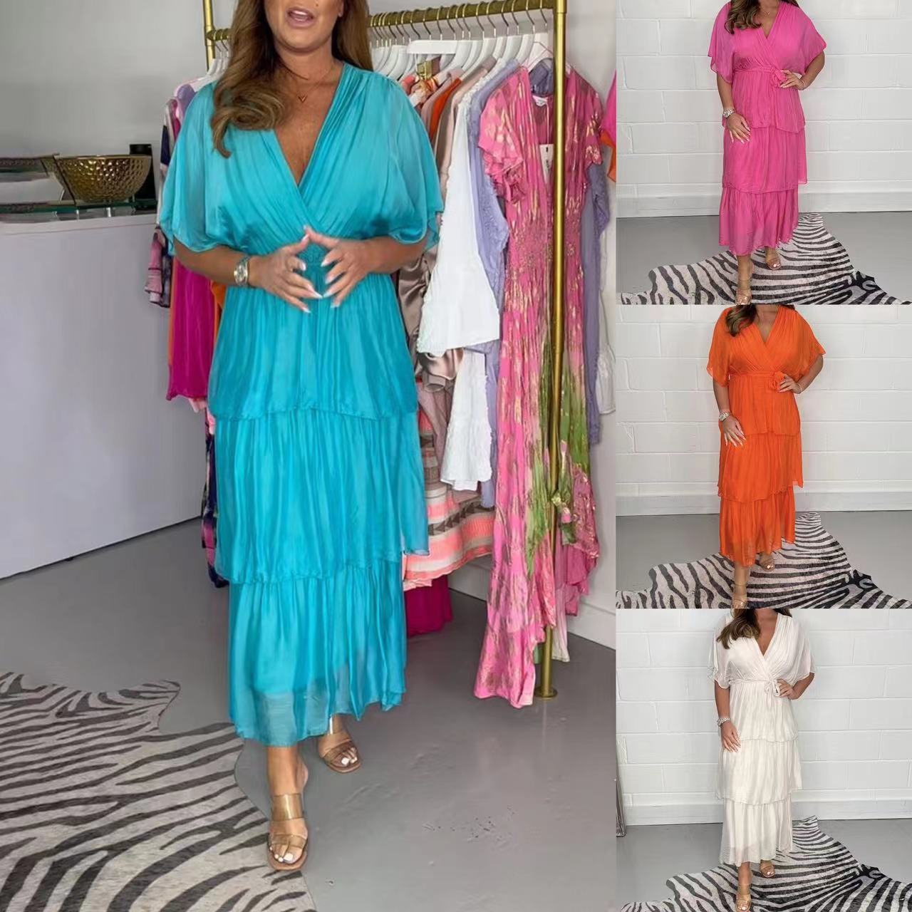 👗Šifona kleita ar V veida izgriezumu💕