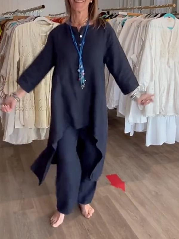 💥💕 Vienkrāsains dámska bavlnená lina uzvalks-LV