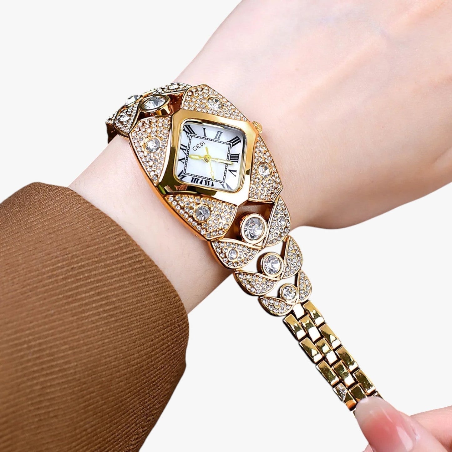 Callie | 2025 m. elegantiškas moteriškas laikrodis su lengvu deimantiniu korpusu ir vandeniui atspariu dizainu-LT