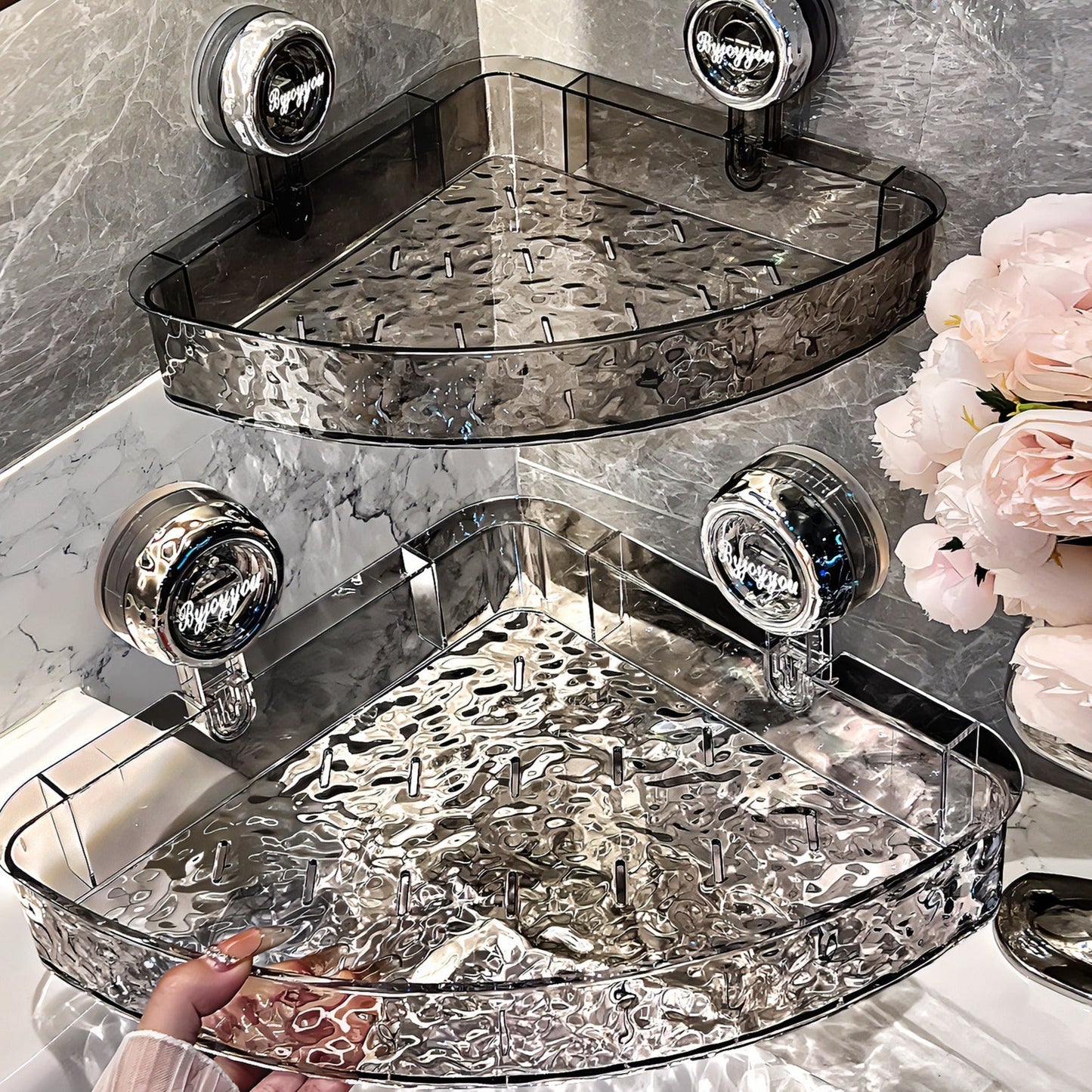 Skaidrus sieninis krepšys be gręžimo: nuimamas, daugiafunkcis trikampis ir stačiakampis daiktų laikymo sprendimas be gręžimo-LT