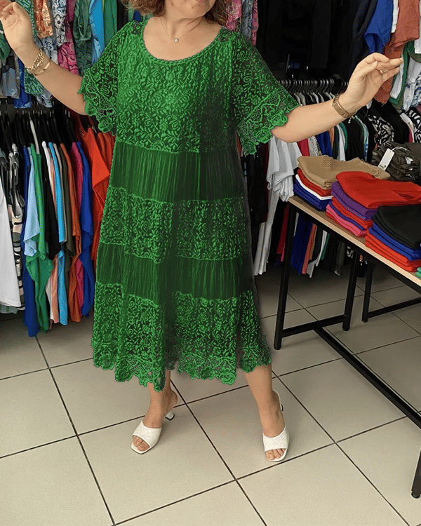 💝Vienspalvė karūnos suknelė trumpomis rankovėmis👗-LT