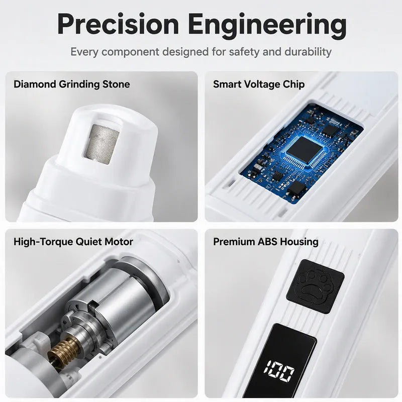 Elektryczna szlifierka do paznokci dla zwierząt z wyświetlaczem LED