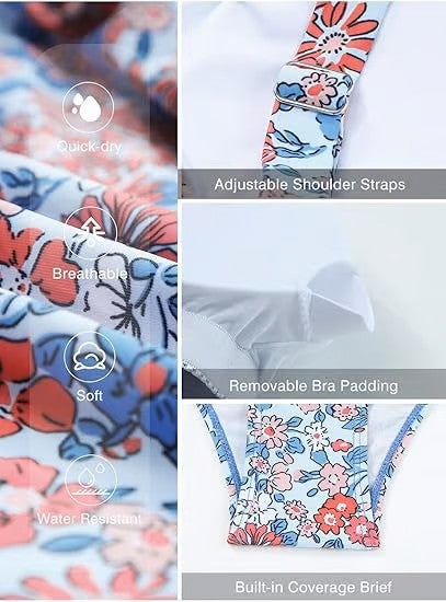 🔥👙Γυναικεία μαγιό tankini δύο τεμαχίων με εφέ αδυνατίσματος στην κοιλιά-LT