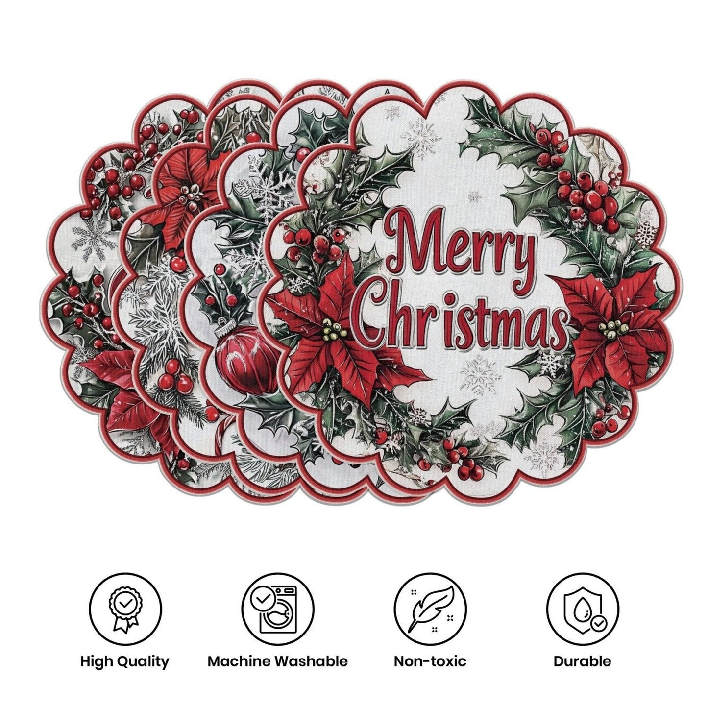 10 τεμάχια. Χειμερινά σουπλά σε σχήμα αλεξανδρινών και κουκουναριών, τραπεζομάντιλα από αντιολισθητικό ύφασμα-GR