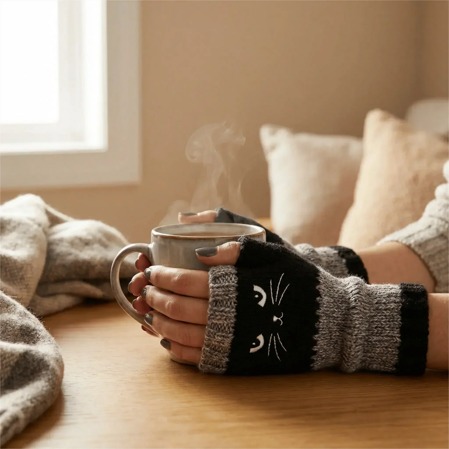 🐱 Mielos moteriškos megztos katės pirštinės🧤🧶-LT