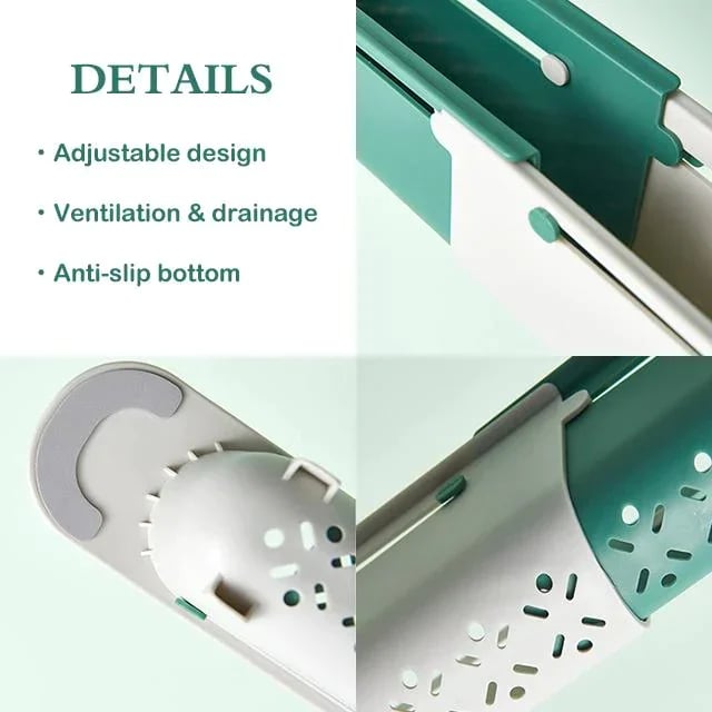 【💦Palaiko jūsų virtuvės švarą】✨Atnaujinta teleskopinė kriauklės laikymo lentynėlė-LT