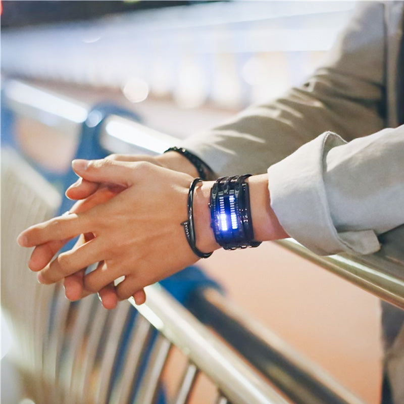 ⌚ TERAZ 50% TANIEJ! 🤓 Zegarek Cyberpunk Binary LED – „Tylko geekowie go rozumieją” – futurystyczny, wyjątkowy i przyciągający wzrok z niebieskim wyświetlaczem LED 💙