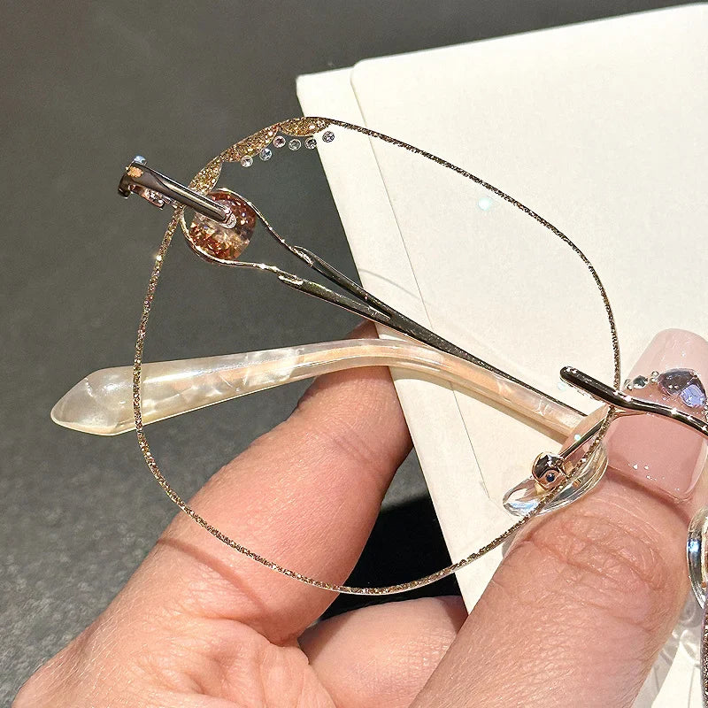 DÁMSKE ANTIFLEXNÉ OCHRANNÉ OKULIARE S DIAMANTOVÝM RÁMCOM MODRÉ SVETLO-SK