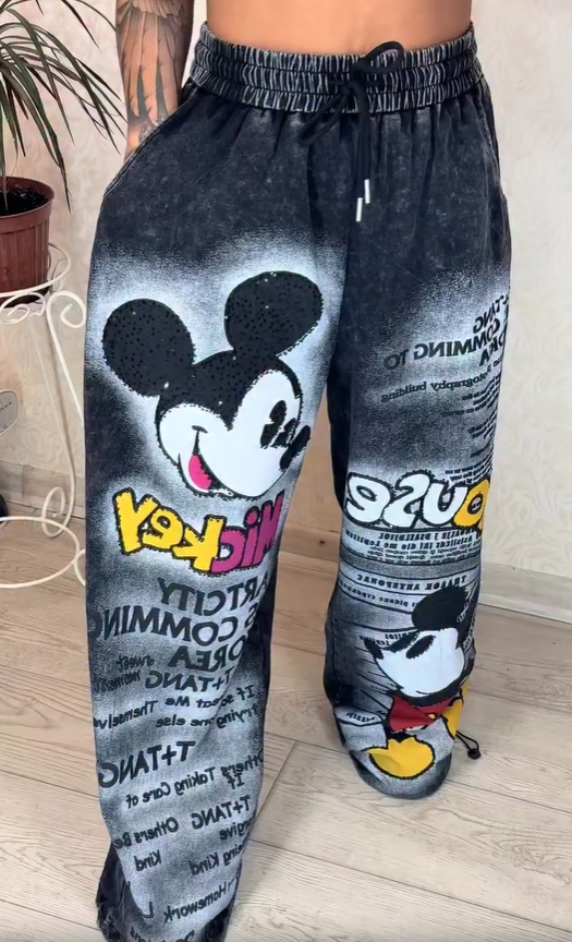 Madingi plačių džinsų kirpimai karštos plytos spalvos-LT