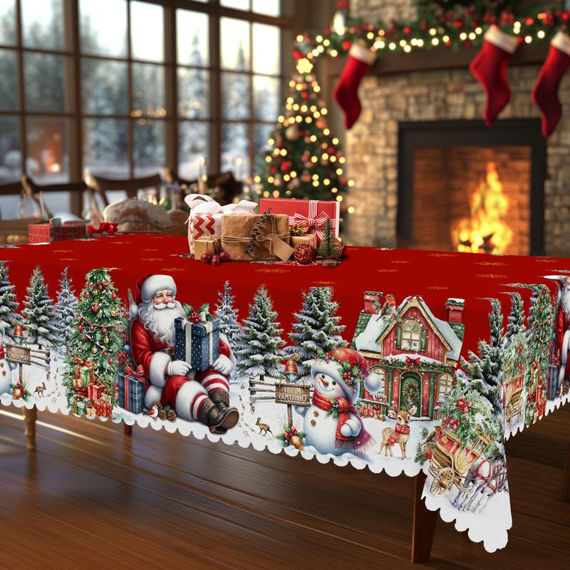 Prabangi kalėdinė staltiesė – žavingas Kalėdų Senelio ir elnio motyvas džiaugsmingoms akimirkoms su šeima-LT
