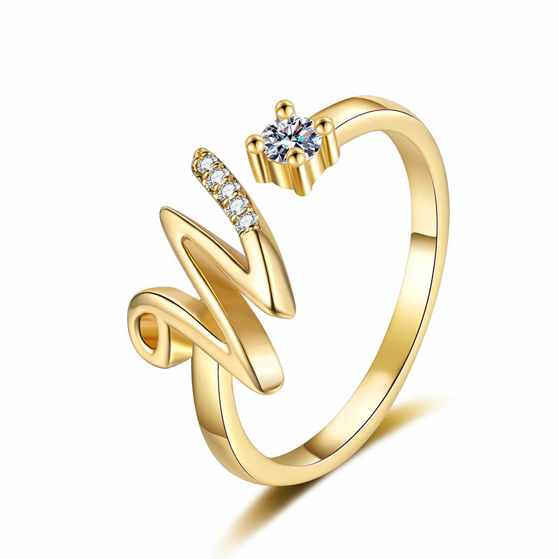 ⏳Ograniczona czasowo zniżka 50%⏰Regulowany pierścionek z inicjałem Sparkle dla kobiet💍