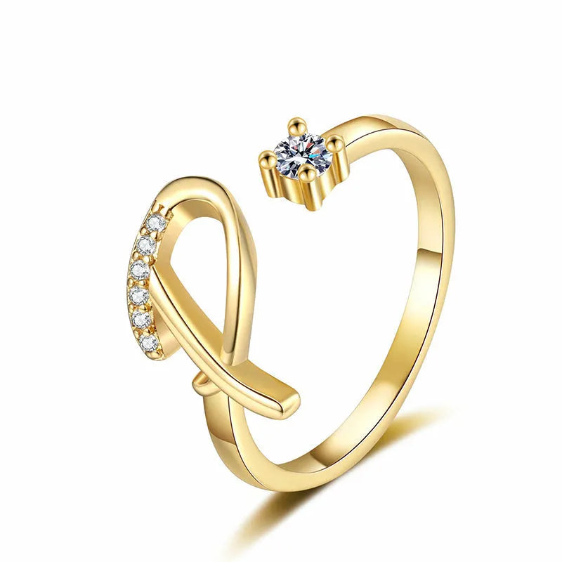 ⏳Ograniczona czasowo zniżka 50%⏰Regulowany pierścionek z inicjałem Sparkle dla kobiet💍