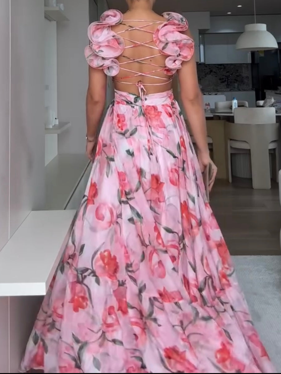 🍓Σέξι και κομψό πλισέ φόρεμα με στάμπα-GR