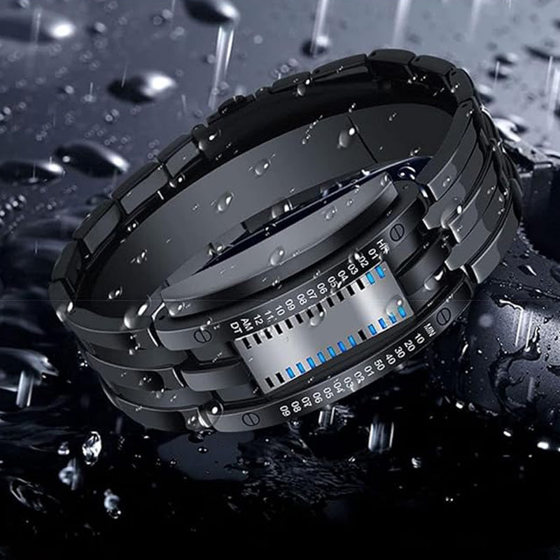 ⌚ TERAZ 50% TANIEJ! 🤓 Zegarek Cyberpunk Binary LED – „Tylko geekowie go rozumieją” – futurystyczny, wyjątkowy i przyciągający wzrok z niebieskim wyświetlaczem LED 💙