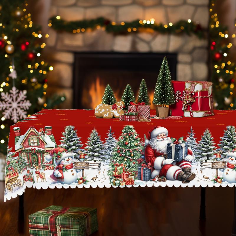 Prabangi kalėdinė staltiesė – žavingas Kalėdų Senelio ir elnio motyvas džiaugsmingoms akimirkoms su šeima-LT