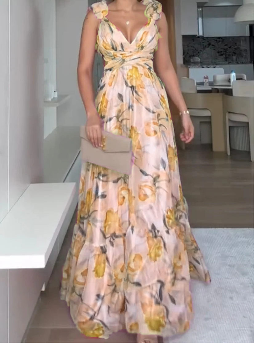 🍓Σέξι και κομψό πλισέ φόρεμα με στάμπα-GR