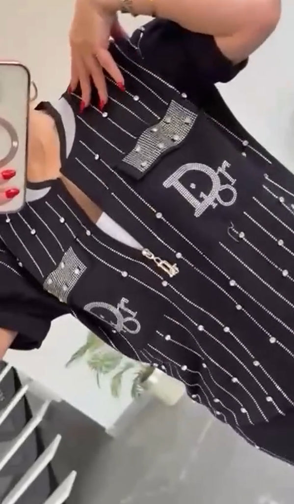 💎Σετ δύο τεμαχίων με φερμουάρ και κρυστάλλους-GR