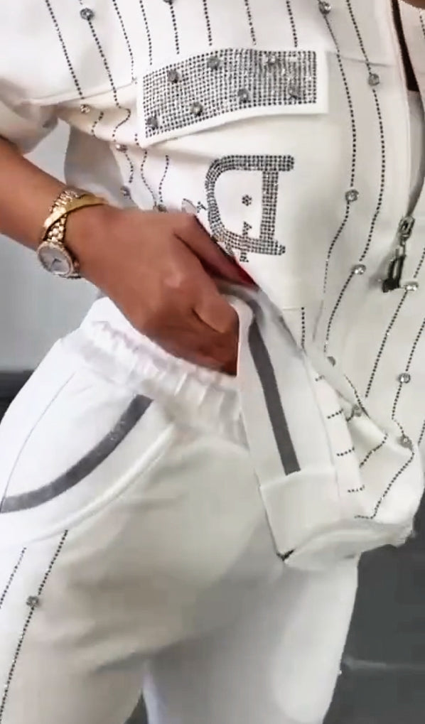 💎Dviejų dalių komplektas su užtrauktuku ir kristalais-LT