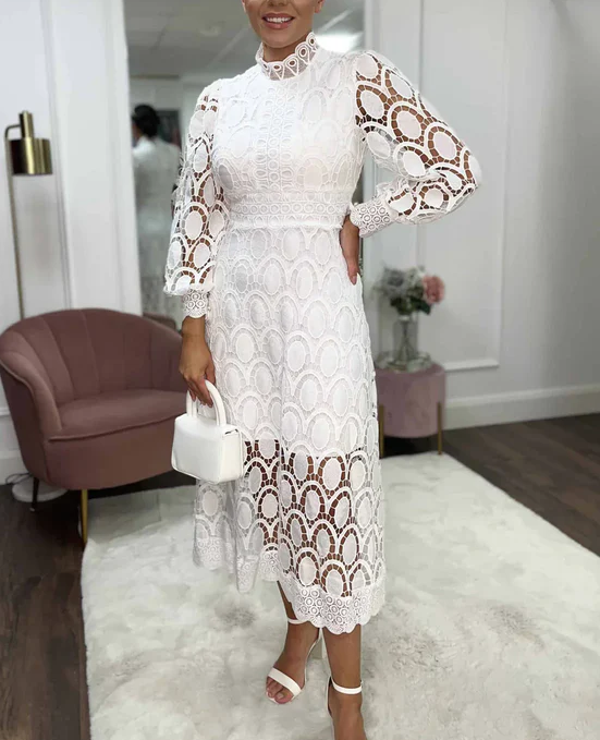 Γυναικείο μίντι φόρεμα με κομψή, αέρινη λαιμόκοψη-GR