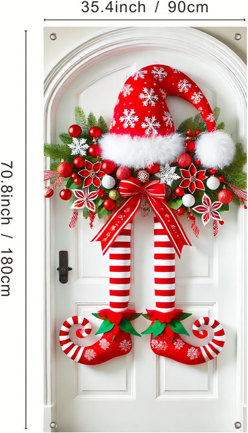 Kalėdinė juosta su elfo kojomis ant durų-LT