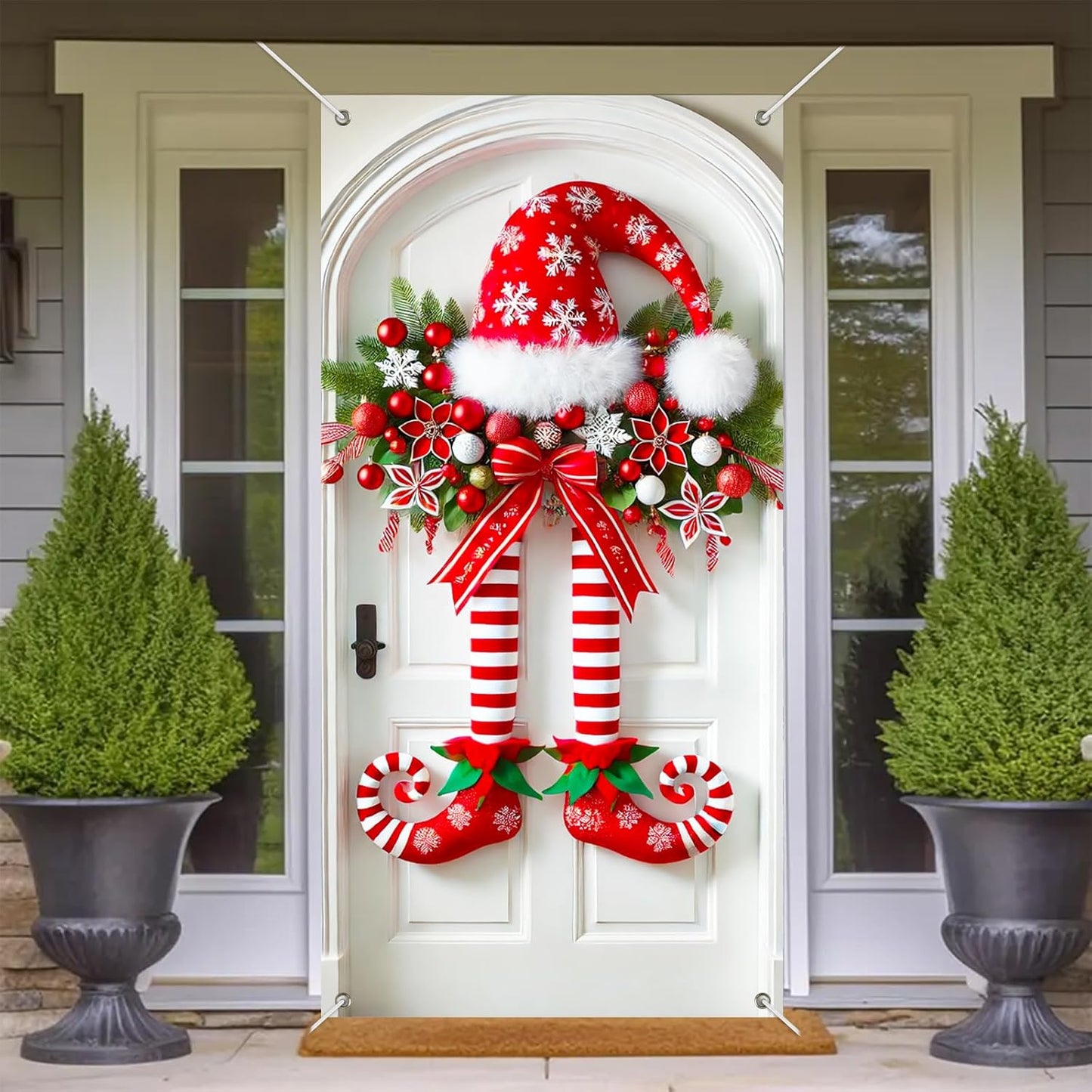 Kalėdinė juosta su elfo kojomis ant durų-LT