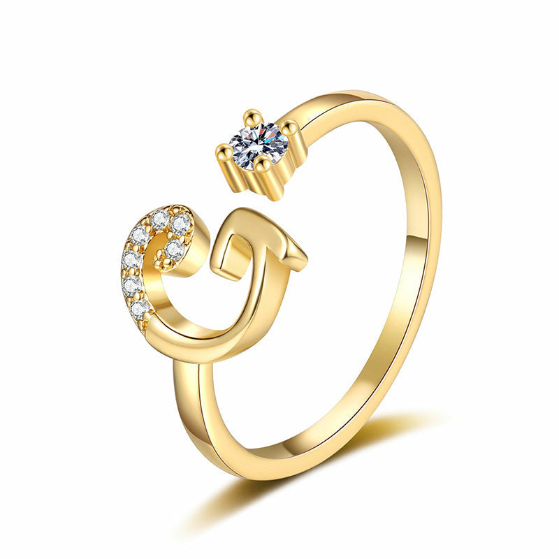 ⏳Ograniczona czasowo zniżka 50%⏰Regulowany pierścionek z inicjałem Sparkle dla kobiet💍