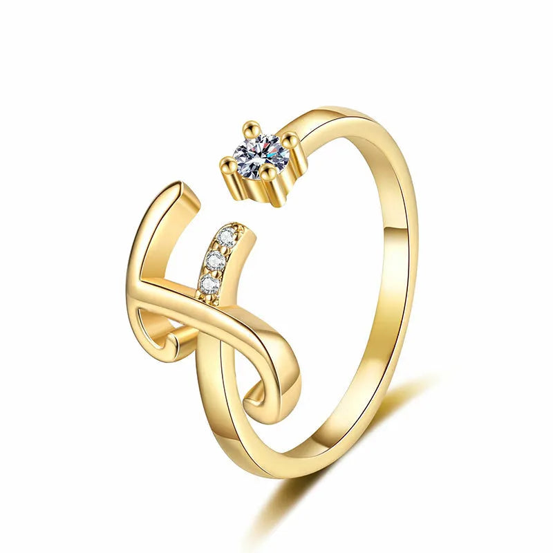 ⏳Ograniczona czasowo zniżka 50%⏰Regulowany pierścionek z inicjałem Sparkle dla kobiet💍