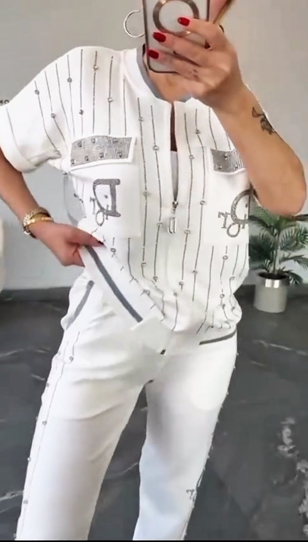 💎Σετ δύο τεμαχίων με φερμουάρ και κρυστάλλους-GR