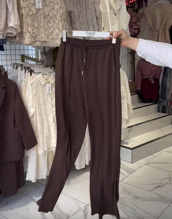 Komplet ženskih bombažnih hlač z dolgimi rokavi in okroglim izrezom-SI