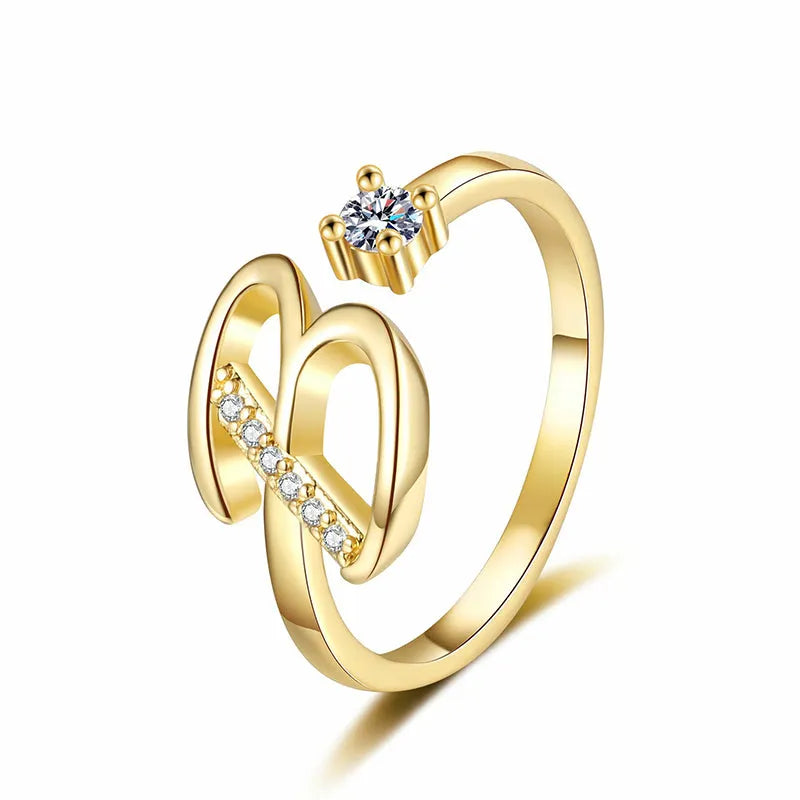 ⏳Ograniczona czasowo zniżka 50%⏰Regulowany pierścionek z inicjałem Sparkle dla kobiet💍