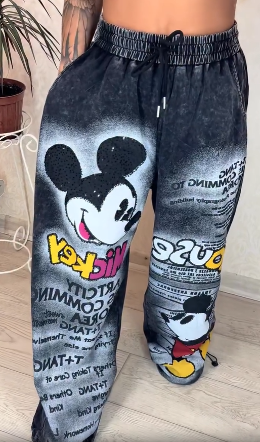 Madingi plačių džinsų kirpimai karštos plytos spalvos-LT