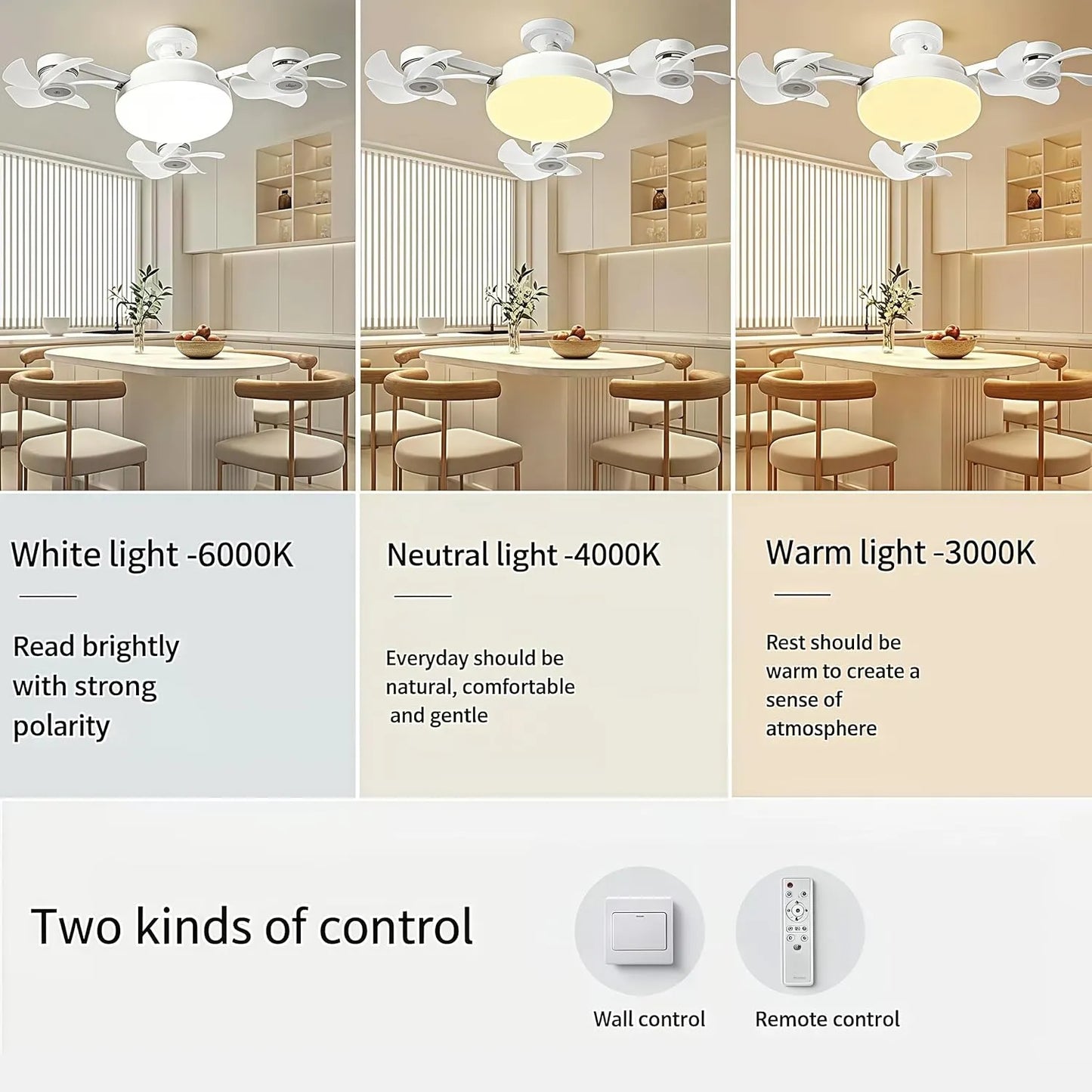Nowoczesna lampa z wentylatorem sufitowym na gwint E27 (model 2026) – cichy wentylator LED 2 w 1 ze sterowaniem pilotem