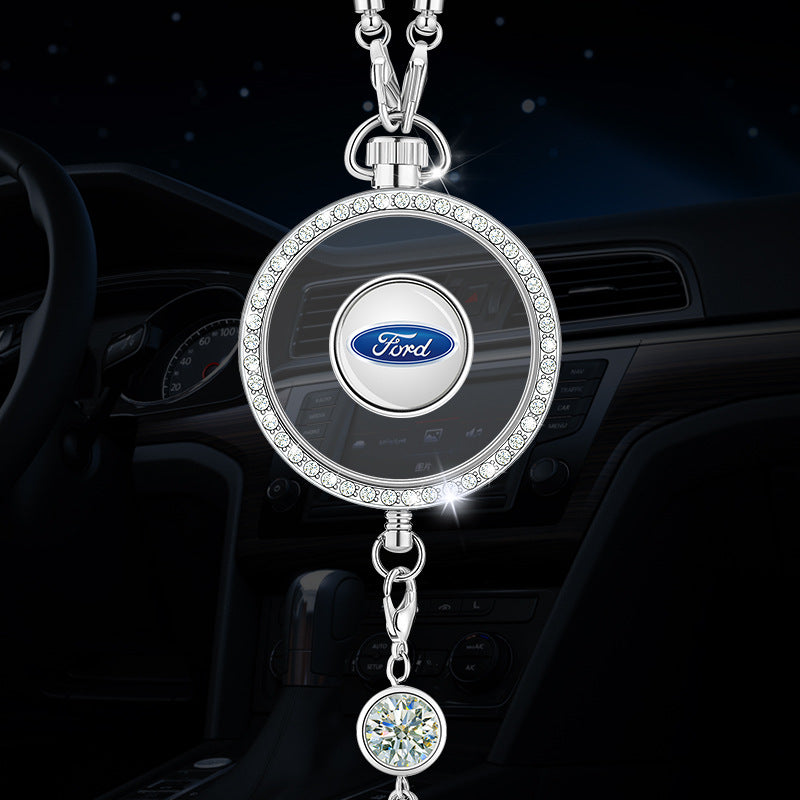 Automobilio aromaterapijos logotipo pakabukas iš metalo ir deimantų-LT