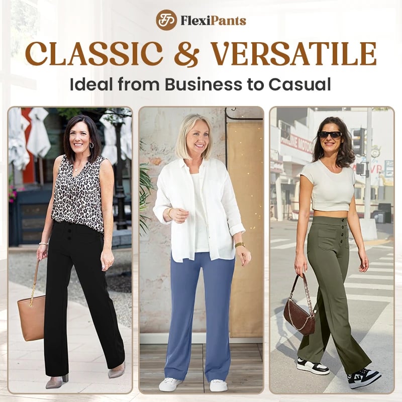 🔥49% ΕΚΠΤΩΣΗ - 🔥- Γυναικείο Παντελόνι με Ψηλή Μέση και Ελαστικό, Casual-GR