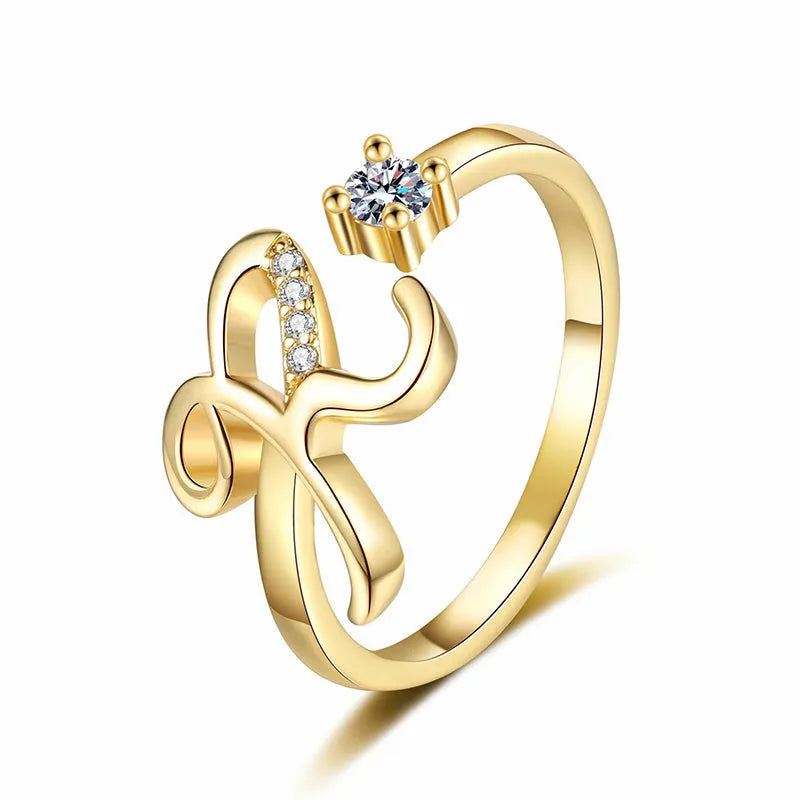 ⏳Ograniczona czasowo zniżka 50%⏰Regulowany pierścionek z inicjałem Sparkle dla kobiet💍