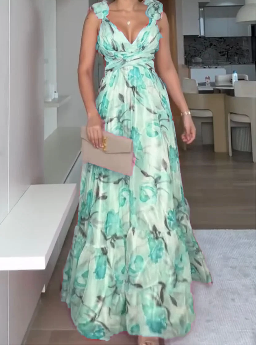 🍓Σέξι και κομψό πλισέ φόρεμα με στάμπα-GR